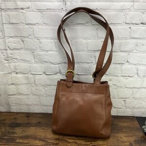 Vintage Coach Brown British Tan Leather Waverly Soho Buckle Shoulder Bag #4147